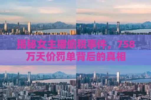 揭秘女主播偷税事件，758万天价罚单背后的真相