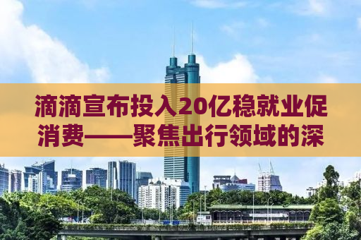 滴滴宣布投入20亿稳就业促消费——聚焦出行领域的深度分析与思考